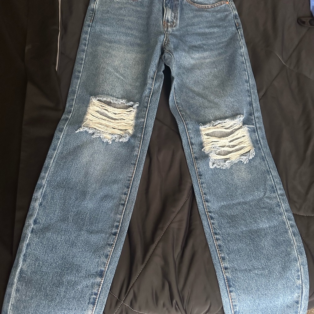 Monkey Ride Distressed Blue Jeans